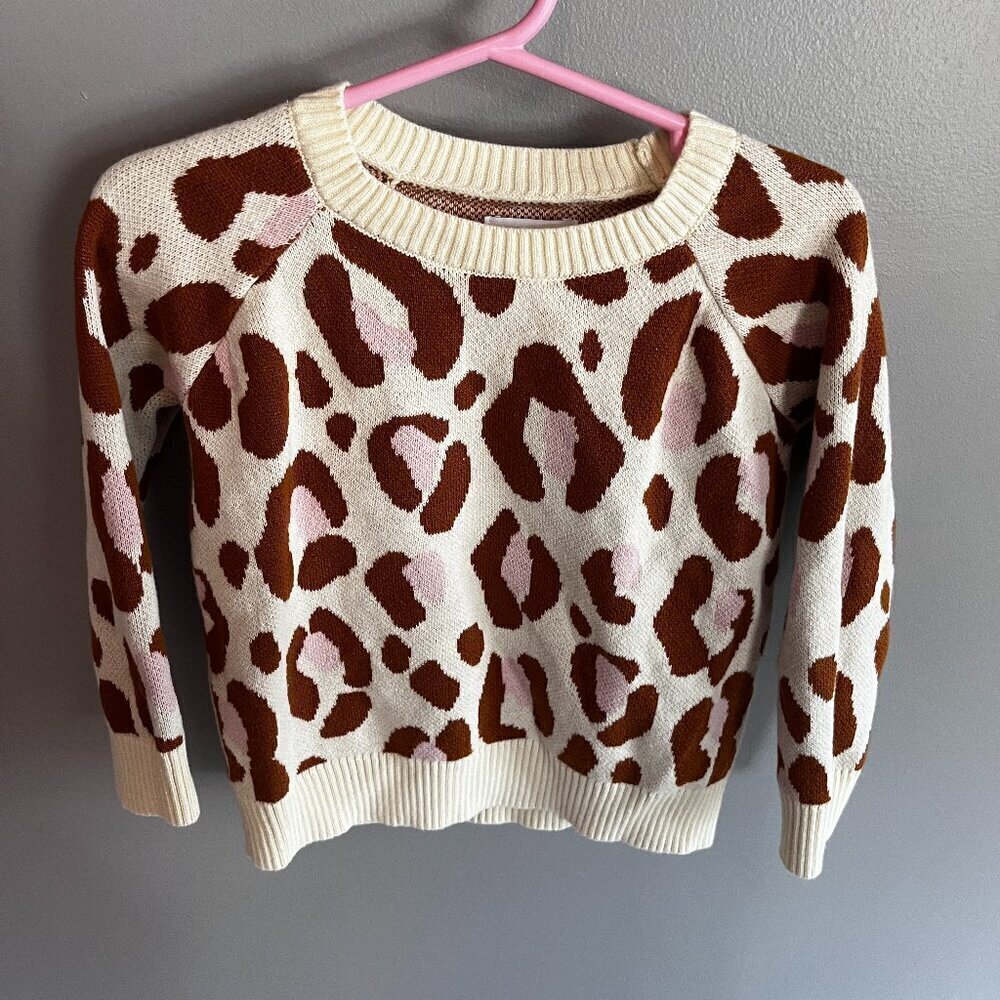 Amazon Essentials Kids Sweater Animal Print 3T Brown Pink
